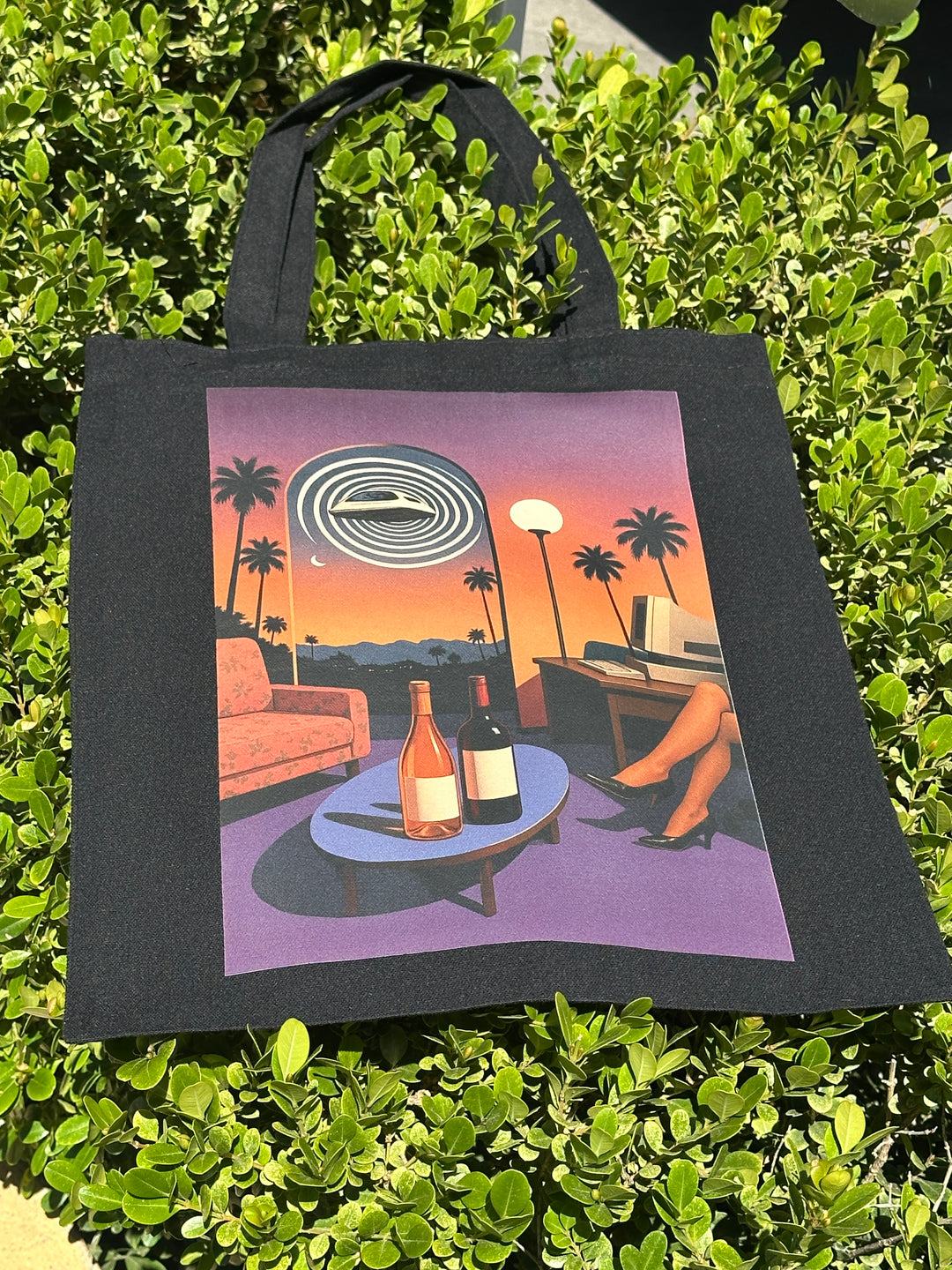 Dia Tote Bag - Office Party Print (Black)