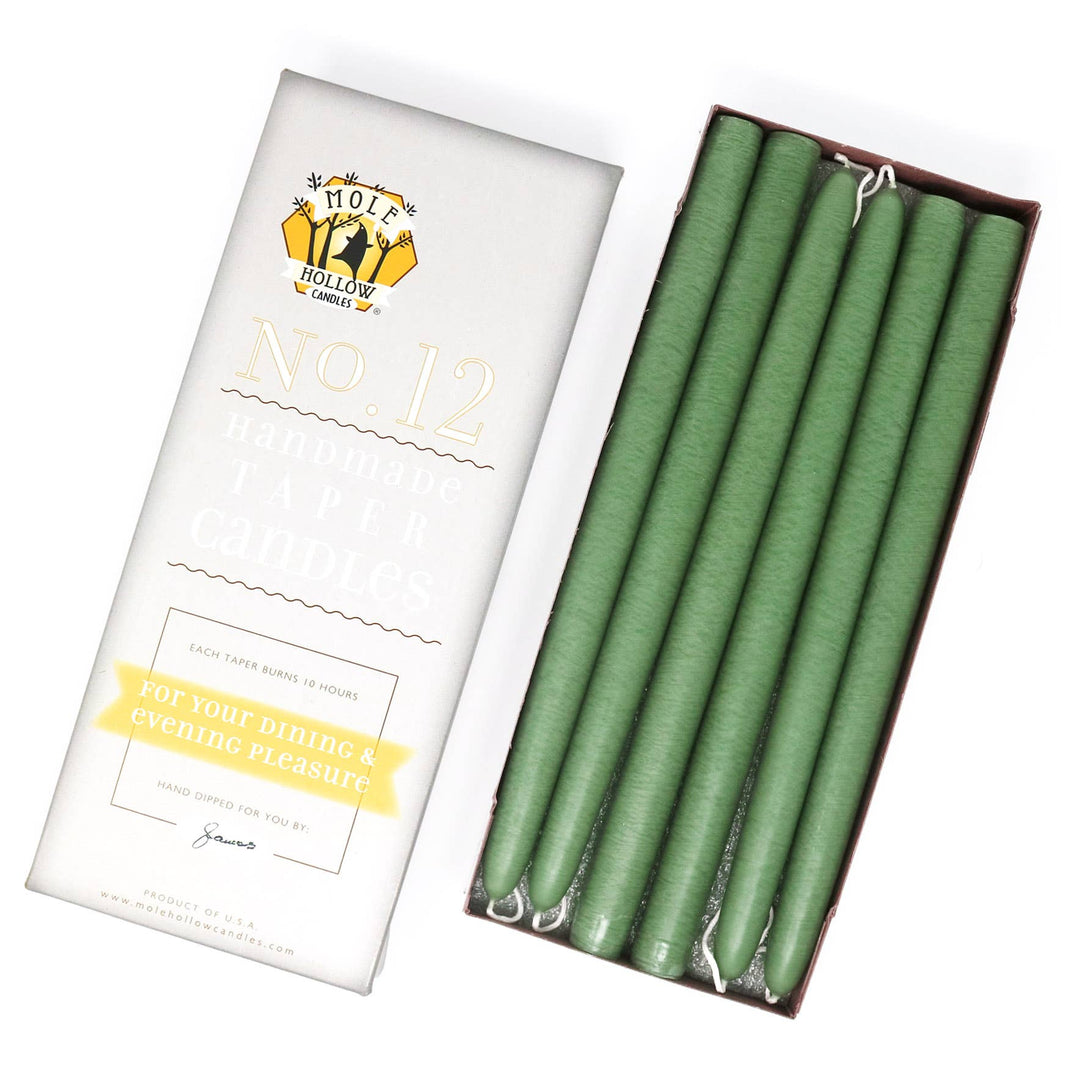 12" Hand Dipped Unscented Taper Candles