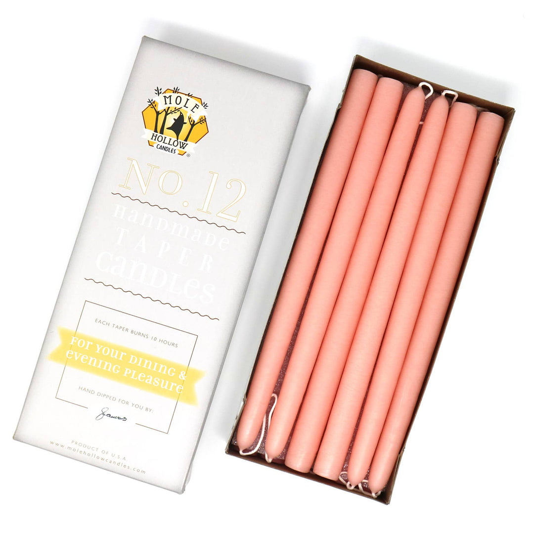 12" Hand Dipped Unscented Taper Candles