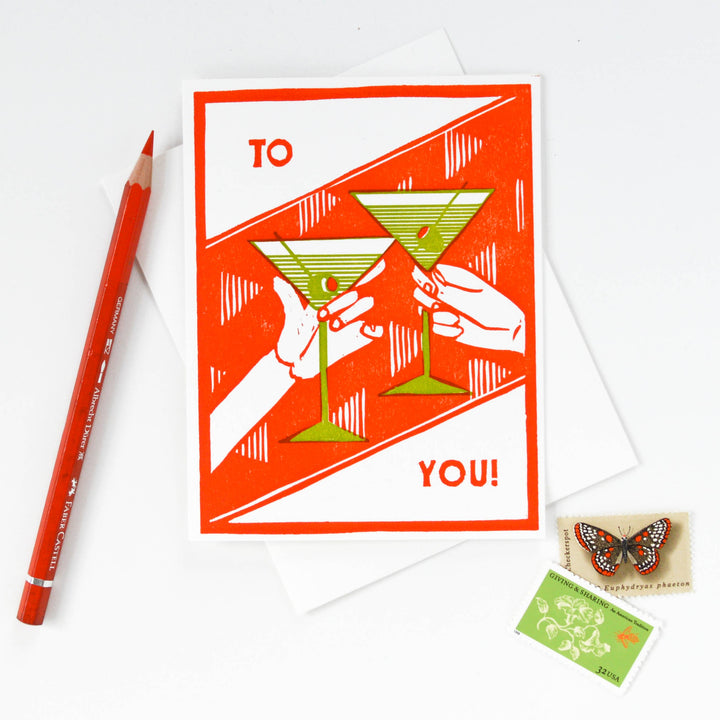 To You Martini Cheers Celebration Card