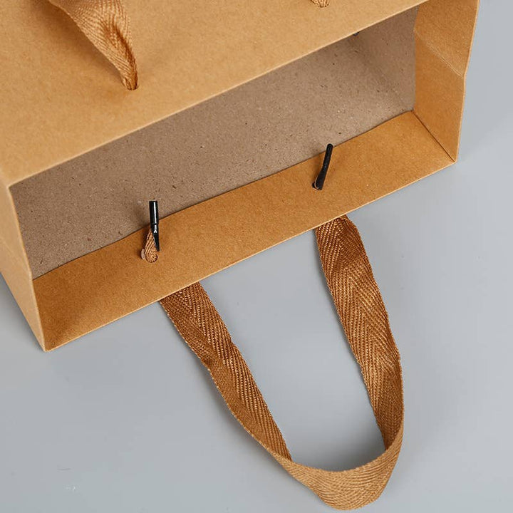 Square Kraft Brown Cotton Handle Paper Gift Bag w/ tissue
