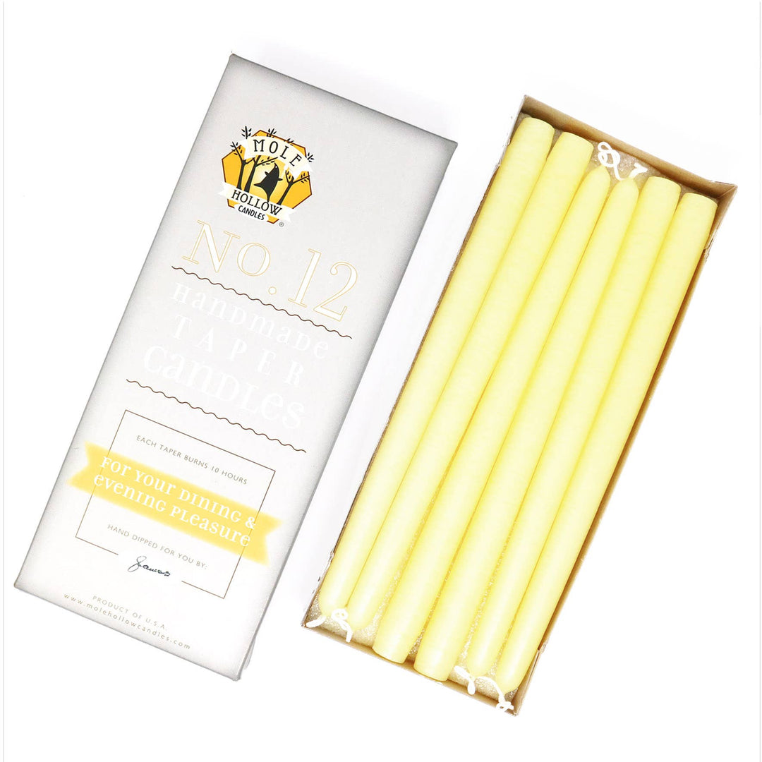 12" Hand Dipped Unscented Taper Candles