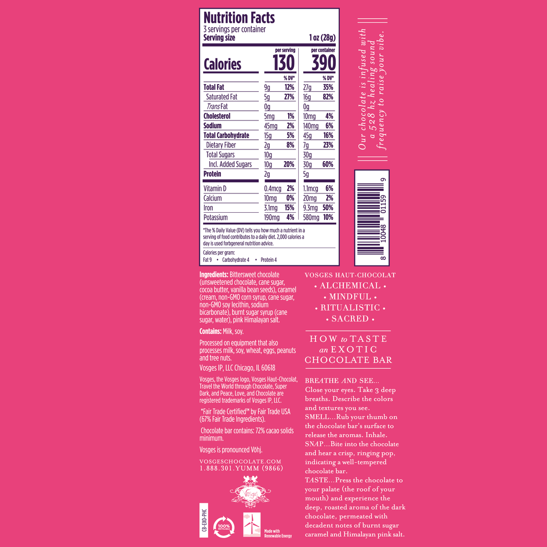 Dark Chocolate Bar w/ Himalayan Pink Salt & Caramel -Gourmet