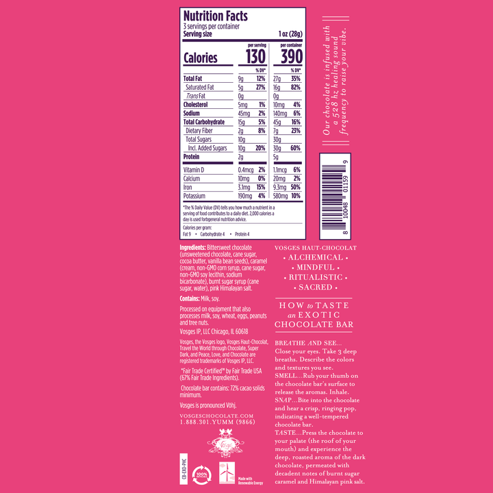 Dark Chocolate Bar w/ Himalayan Pink Salt & Caramel -Gourmet