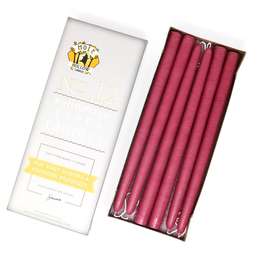 12" Hand Dipped Unscented Taper Candles