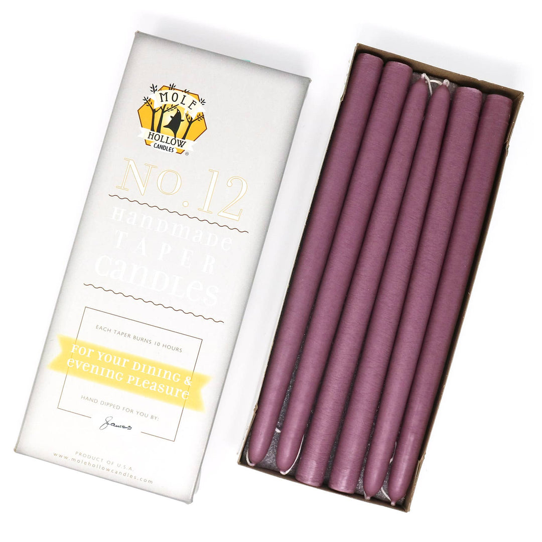 12" Hand Dipped Unscented Taper Candles