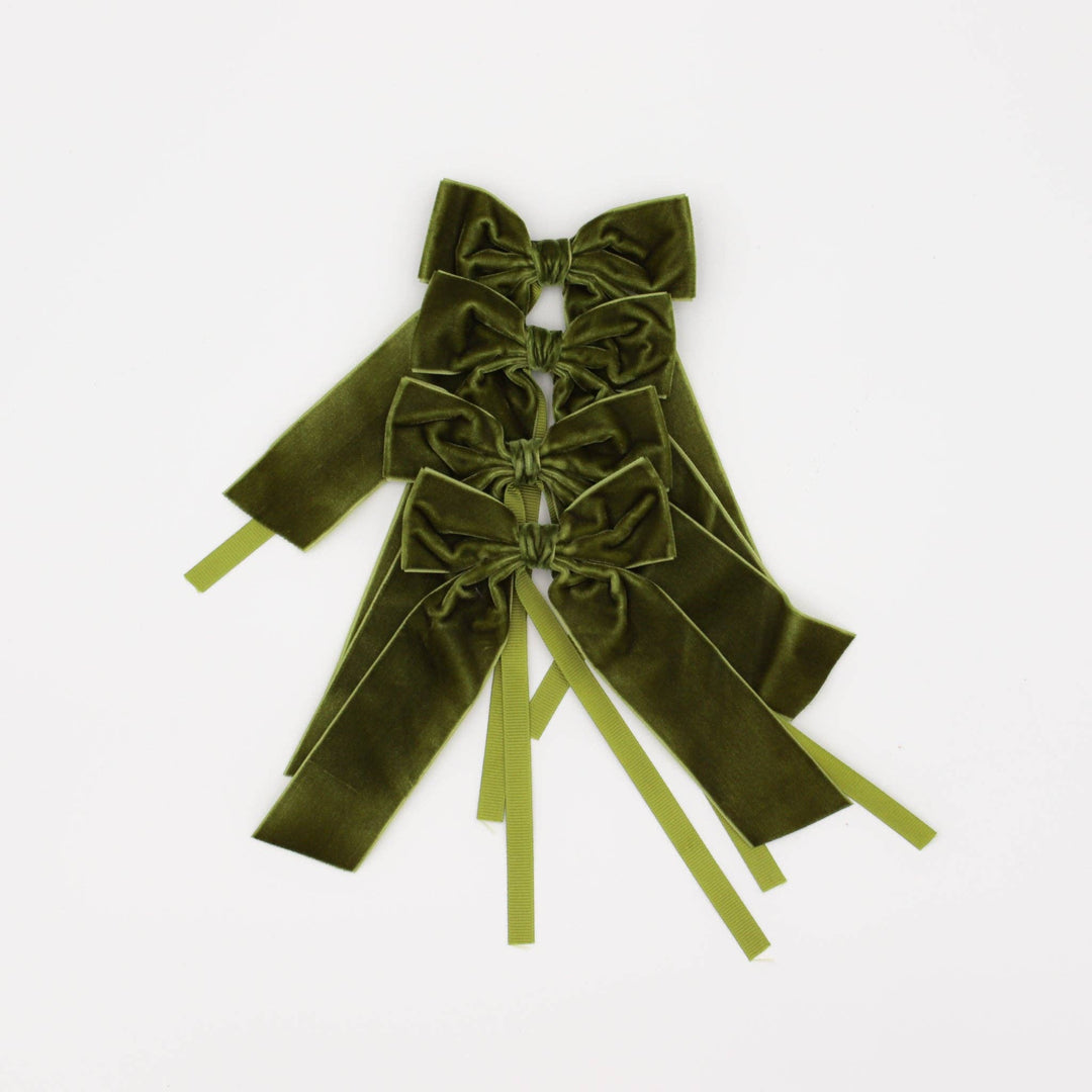 Large Forest Green Velvet Napkin Bow Tie - Set of 4