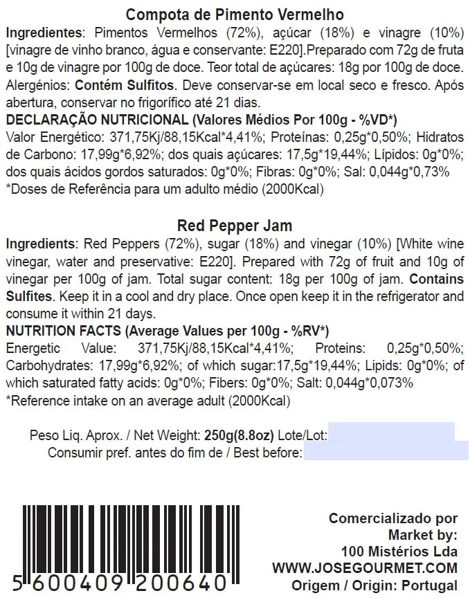 Jose Gourmet Red Pepper Jam