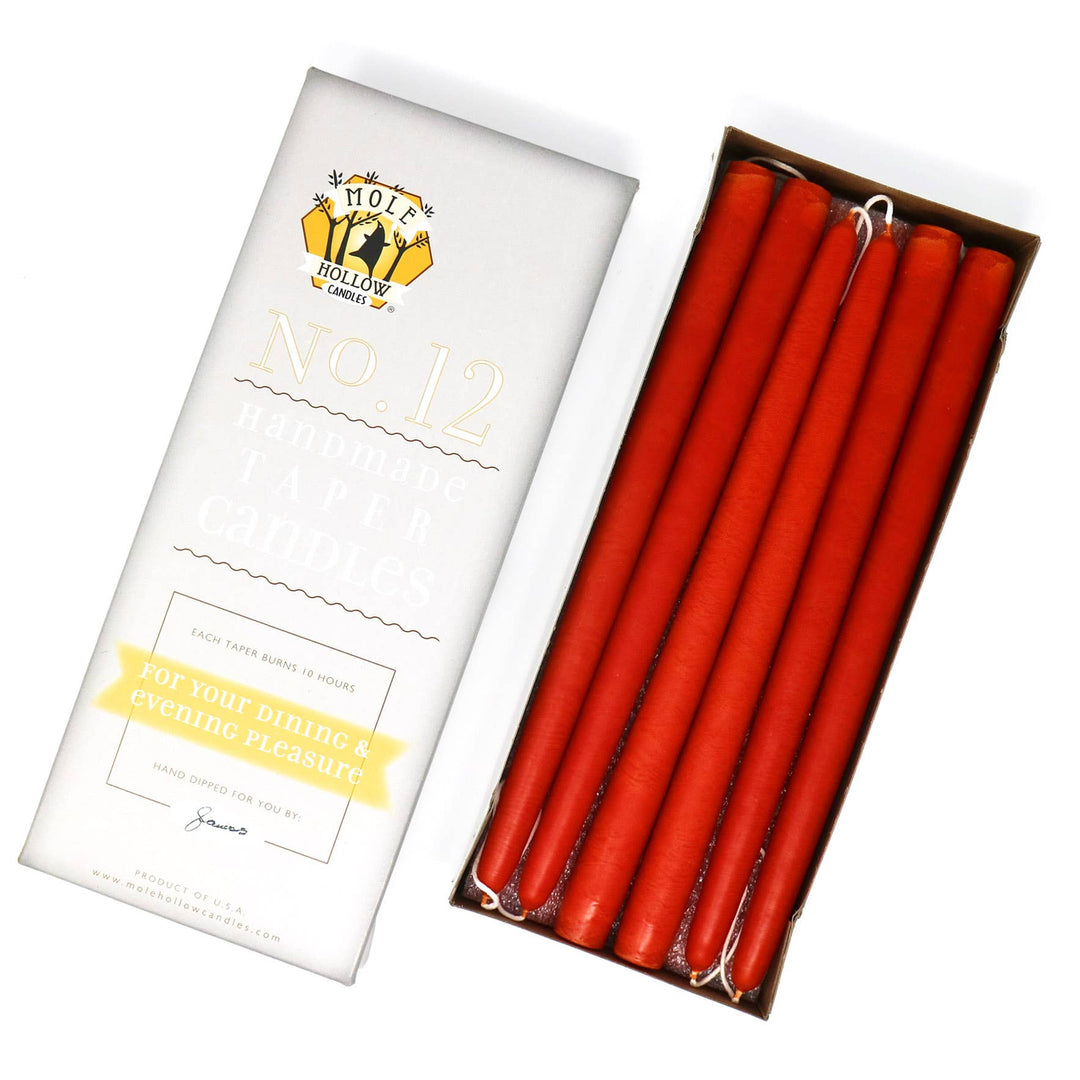 12" Hand Dipped Unscented Taper Candles