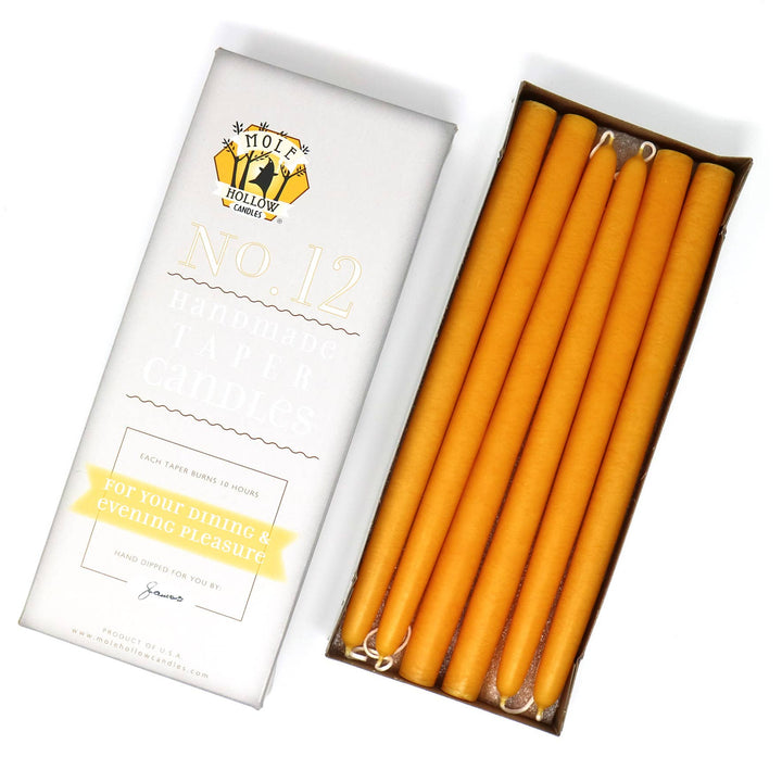 12" Hand Dipped Unscented Taper Candles