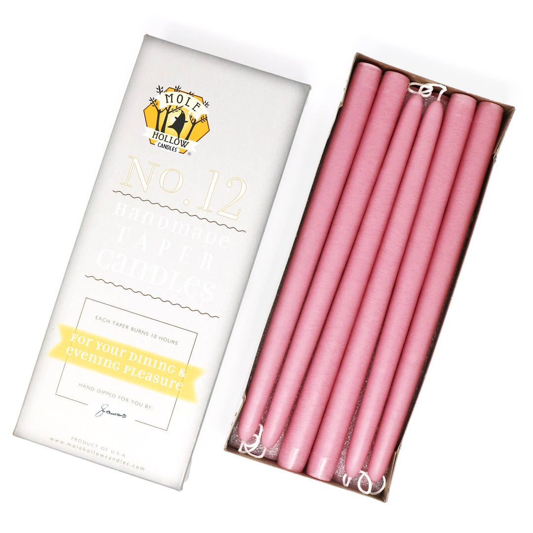 12" Hand Dipped Unscented Taper Candles