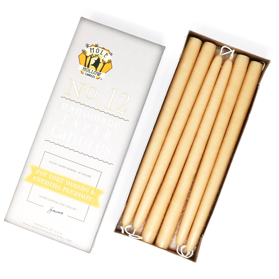 12" Hand Dipped Unscented Taper Candles