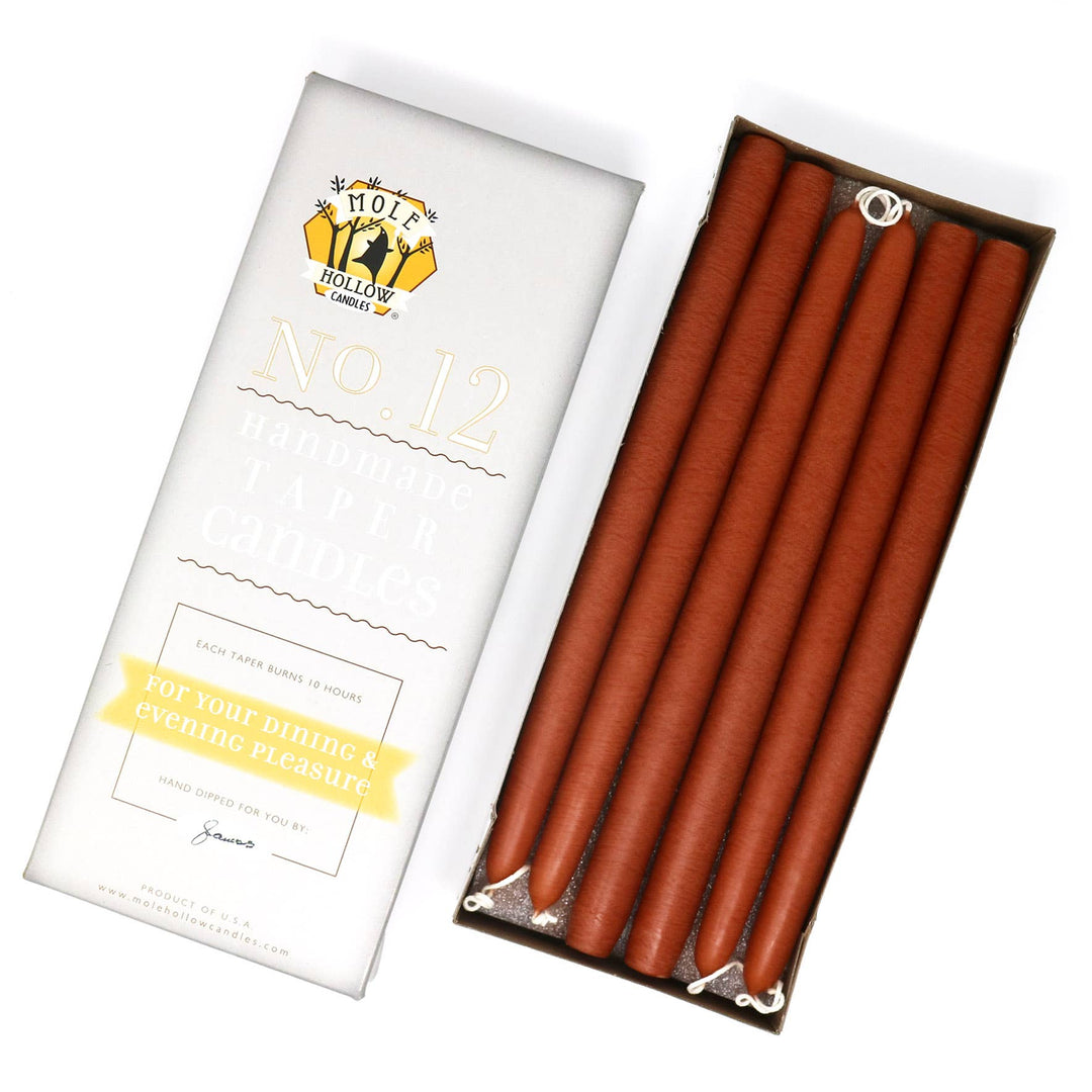 12" Hand Dipped Unscented Taper Candles