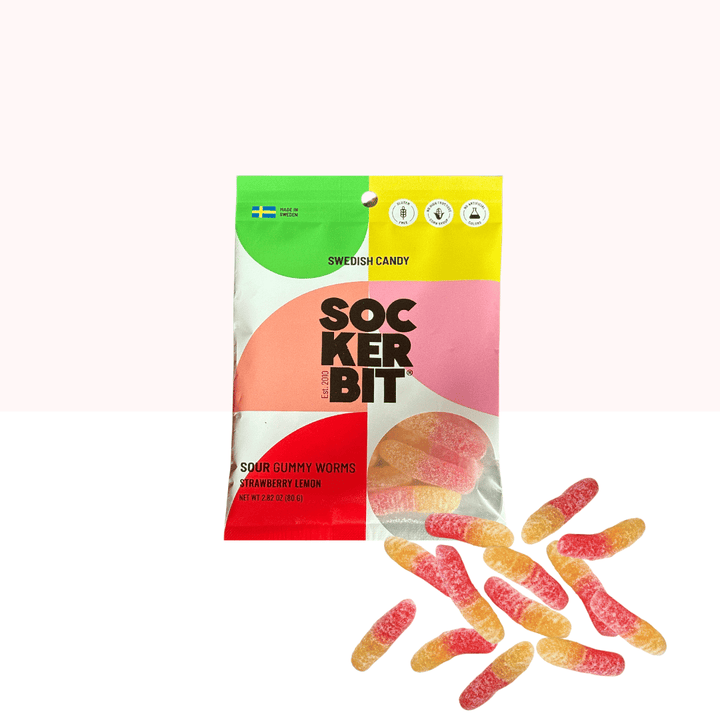 Sour Gummy Worms Swedish Candy Bag 2.8oz