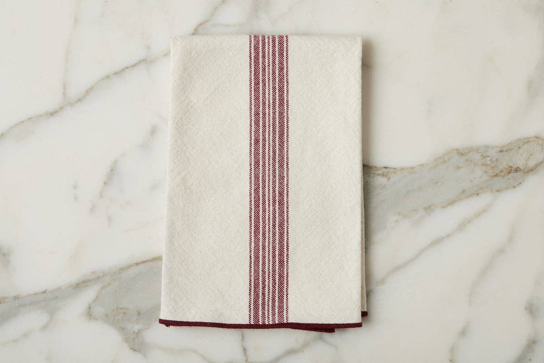 Dinner Napkins, Vintage Merlot Red Stripe, Set of 4