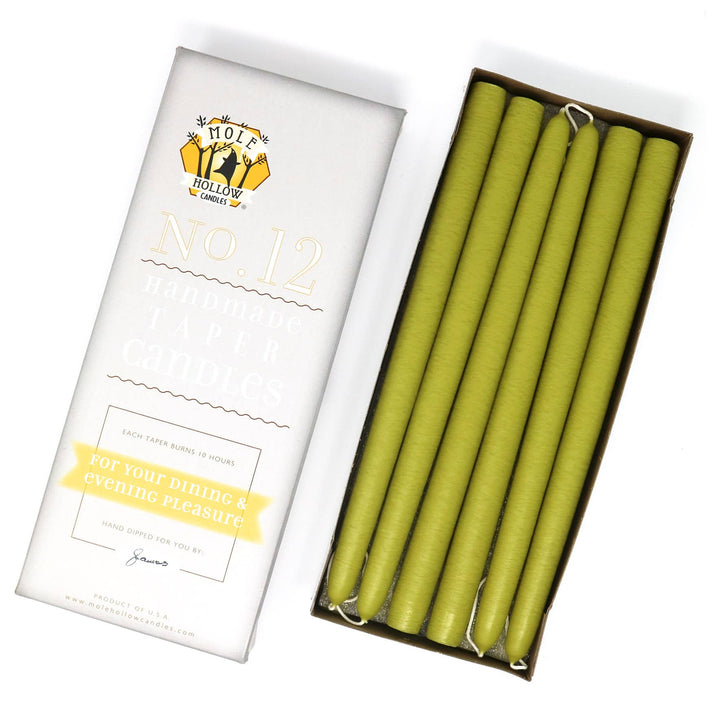 12" Hand Dipped Unscented Taper Candles