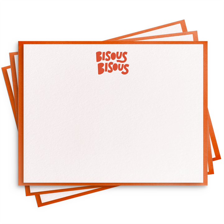 Bisous Bisous Flat Note - Letterpress Set of 8 Stationery