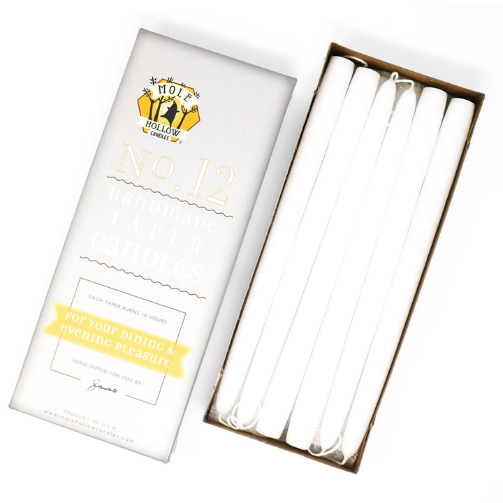 12" Hand Dipped Unscented Taper Candles