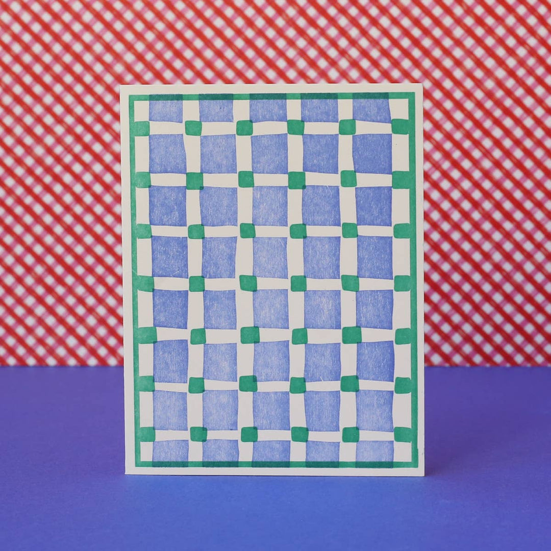 Squares on Squares (Blue) Letterpress Card
