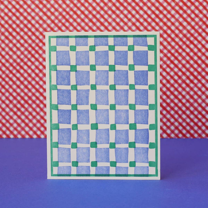 Squares on Squares (Blue) Letterpress Card