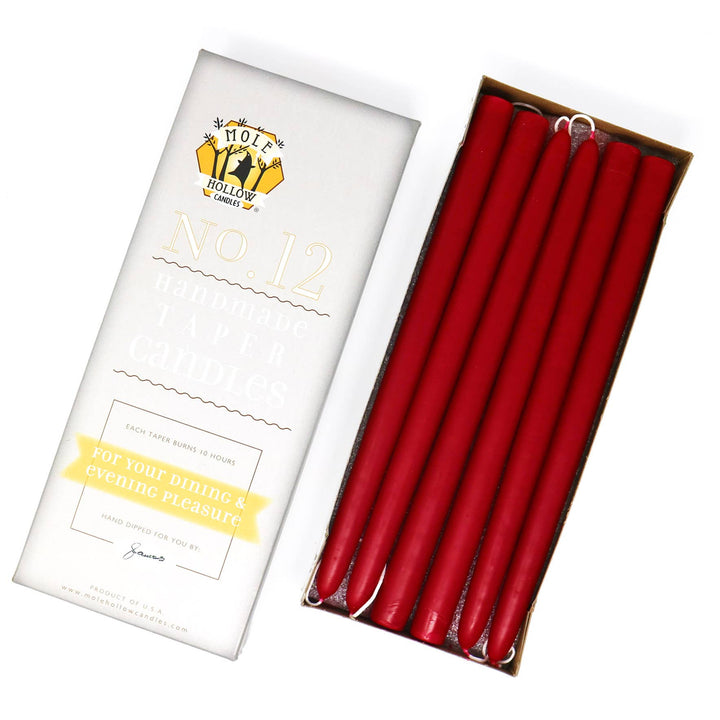 12" Hand Dipped Unscented Taper Candles