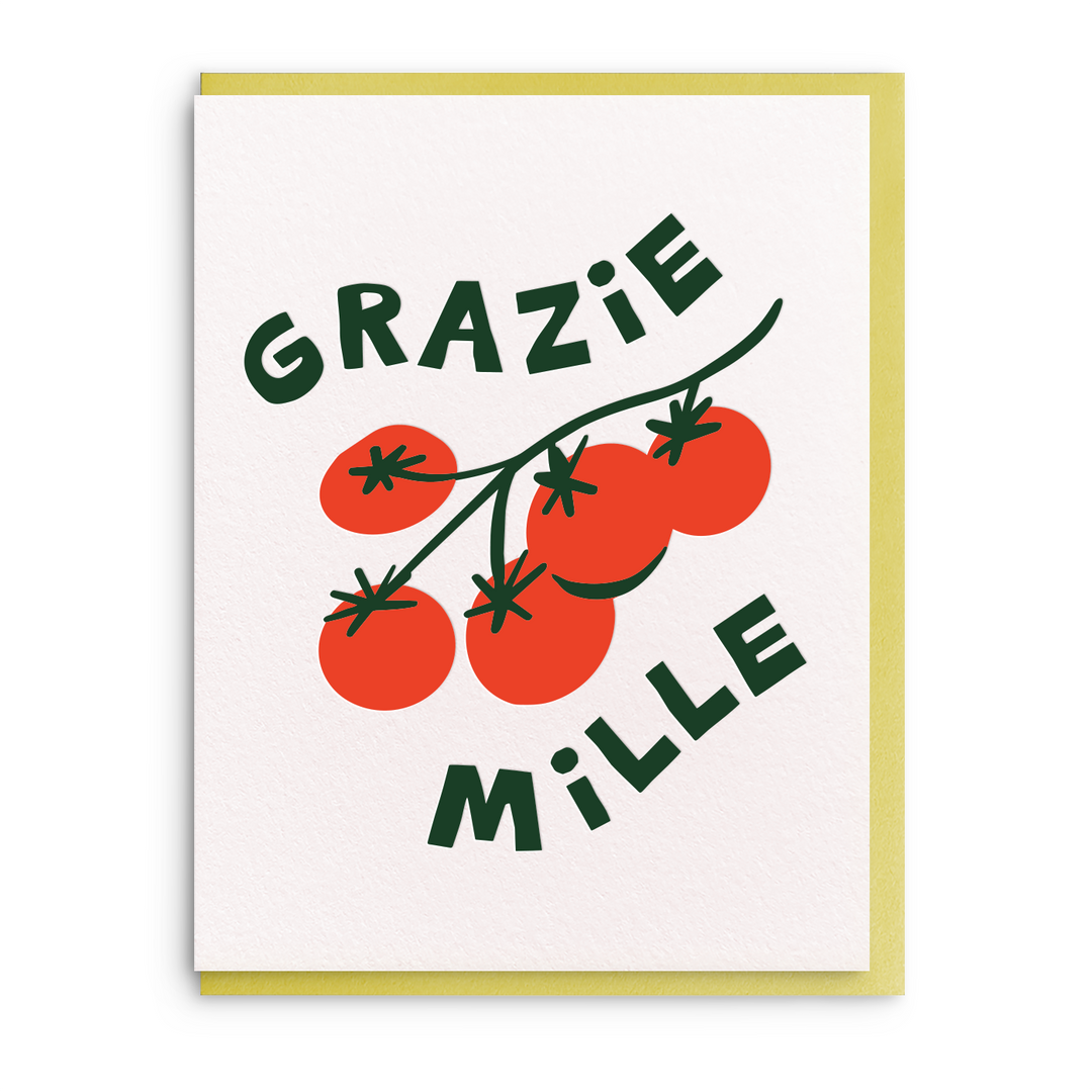 Grazie Mille, Letterpress Thank You Greeting Card