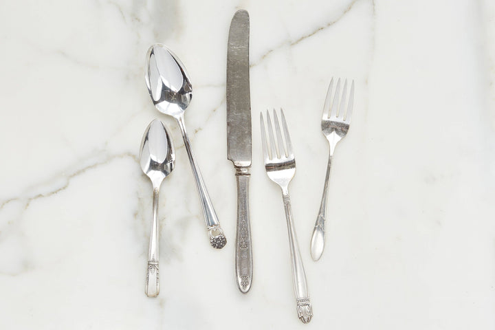 Found Vintage Hotel Silver Plate Flatware Setting - 5 Pieces