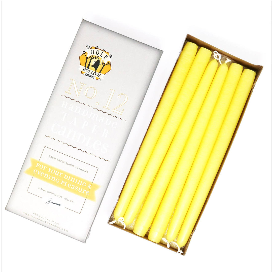 12" Hand Dipped Unscented Taper Candles
