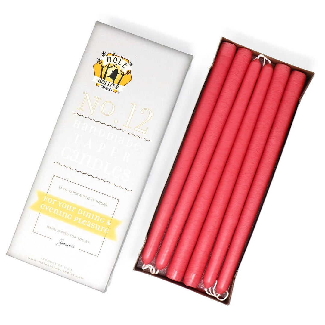 12" Hand Dipped Unscented Taper Candles