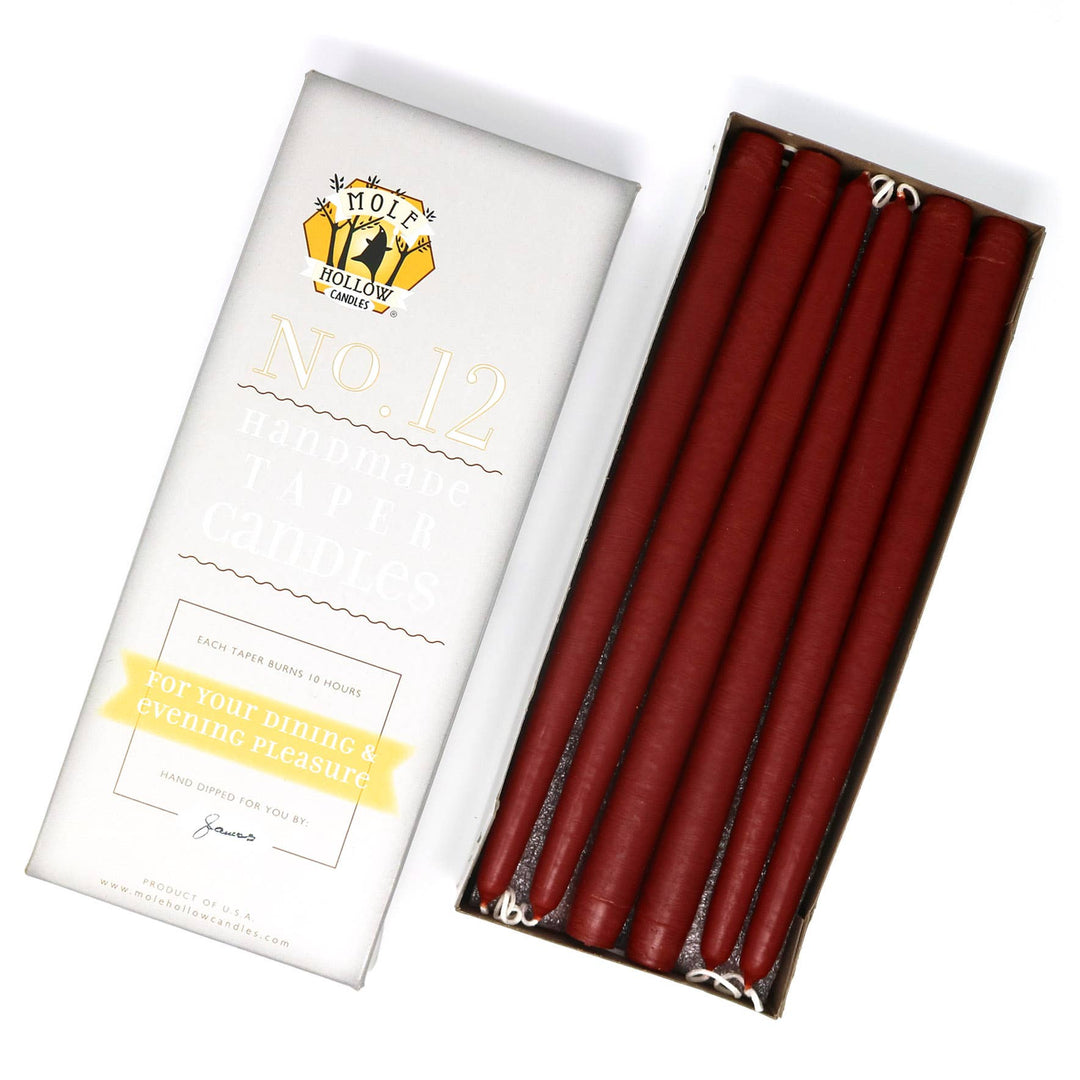 12" Hand Dipped Unscented Taper Candles