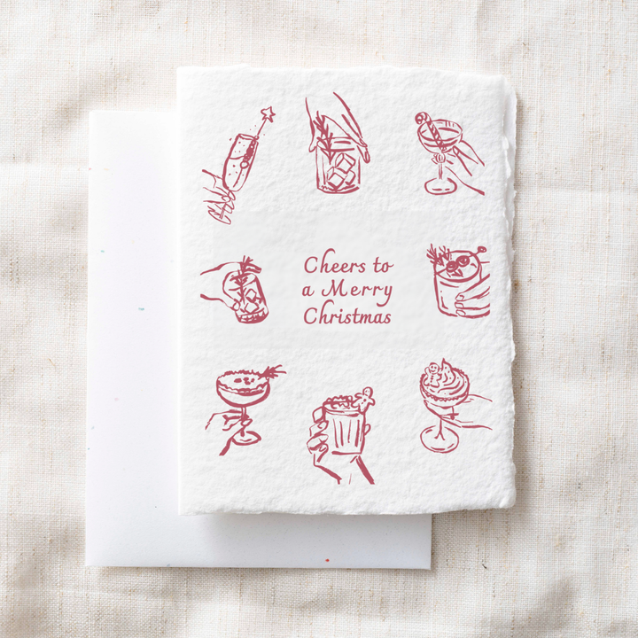 Cheers to a Merry Christmas Holiday Handmade Paper Card