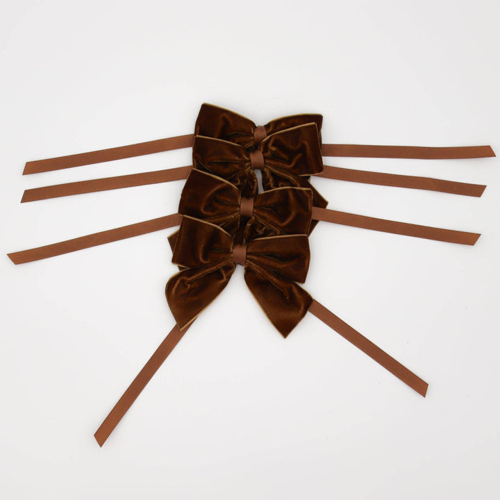 Chocolate Mini Velvet Napkin Bow Tie - Set of 4
