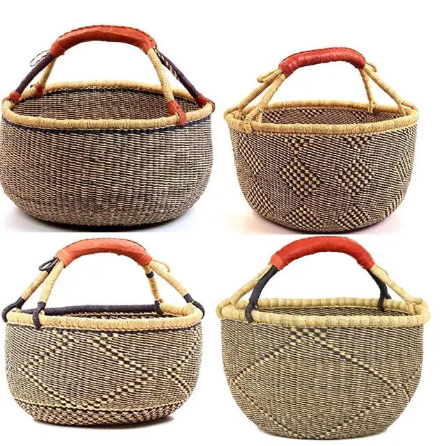 Mid night Extra Large Bolga Market Basket (Colors Vary)